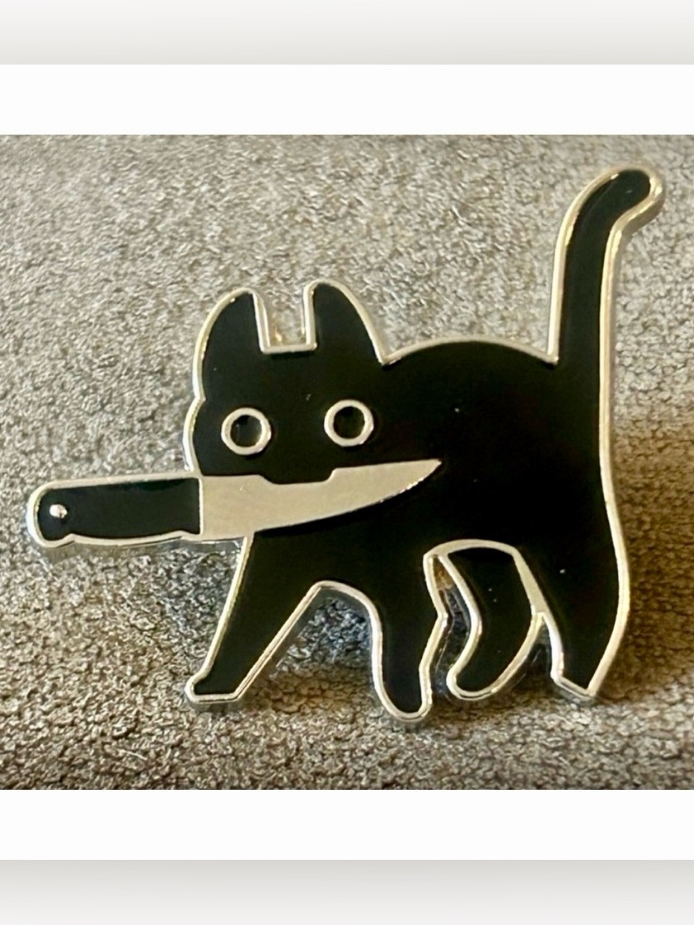 NEW Knife Cat Enamel Pin Black Cat Design Funny Cute Goth Emo Horror Kitty